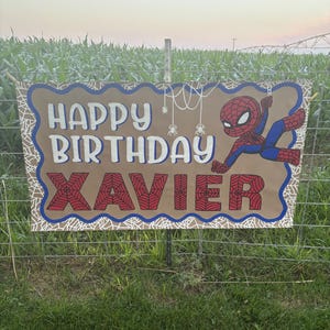 Spider-Man Birthday Banner – Personalized Hand-Painted Party Decoration