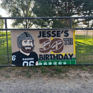 Custom NFL Football Birthday Banner – Hand Painted | Personalized Team Colors & Player