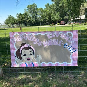 Miss Rachel Birthday Banner – “Sticky Bubble One” Theme
