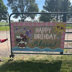 Hello Kitty-Inspired Birthday Banner | Pink Summer Theme | Personalized Name & Age