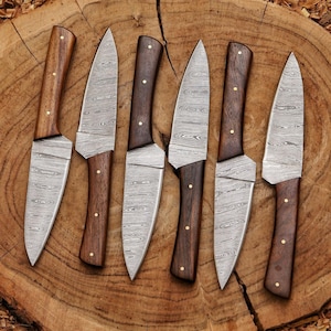 Handmade High Carbon Steel Chef Knife Set Of 6Pcs Rosewood Black Resin Handle, Gift For Father Kitchen Knife Groomsmen, Wedding Gift For Him