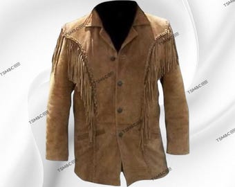 Vintage Handmade Buckskin Leather Western Pants: Fringed Cowboy Style