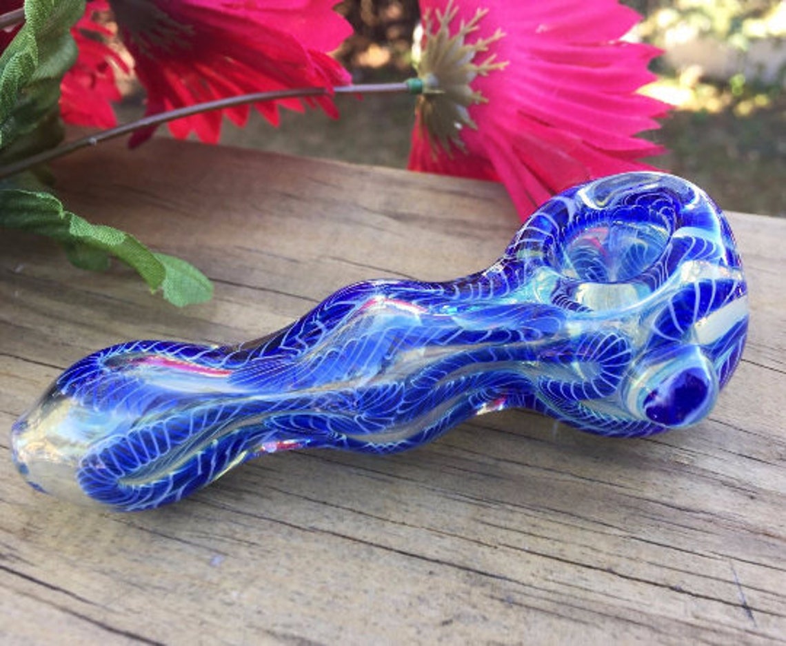 Zebra Stripe Blue Pipe, Python Skin, Glass Pipes, Cool Pipes, Unique ...