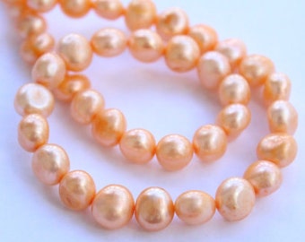 Baroque Pearl, Nugget Pearl, Freshwater Pearl, 9-11mm, yellow orange, 16" full strand 40 pc #BA4037