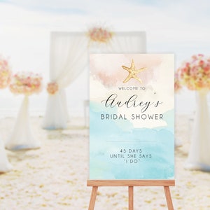 Beach Bridal Shower Editable Welcome Sign Instant Download Templett 7485773