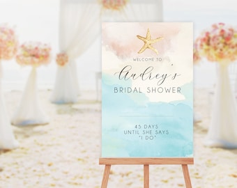 Beach Bridal Shower Editable Welcome Sign Instant Download Templett 7485773