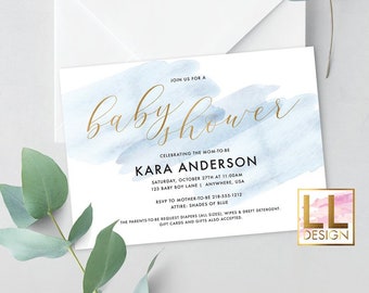 MODERN Watercolor Baby Shower Invitation