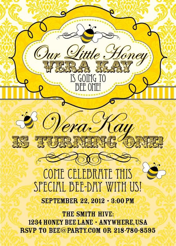 DIY Printable Little Honey Bee Birthday Invitation Il_570xn