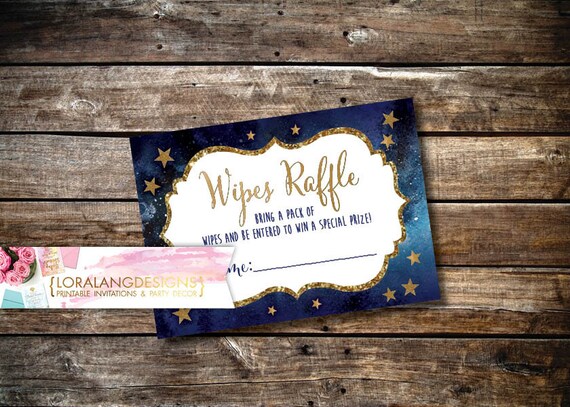 Digital Printable Love You to the Moon & Back Baby Shower Wipes Raffle Cards INSTANT DOWNLOAD Il_570xn