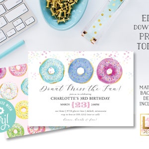 DIY Editable Donut Birthday Invitation
