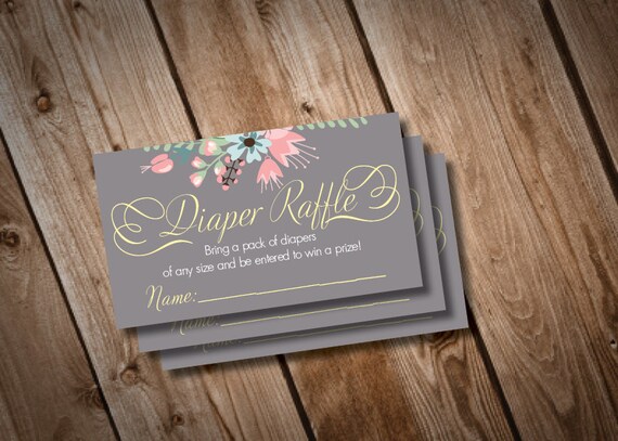 Digital Printable Elegant Baby Shower Daiper Raffle Cards INSTANT DOWNLOAD Il_570xn