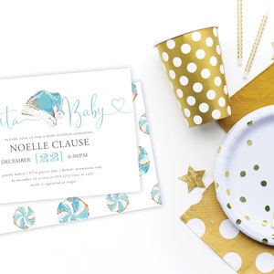 Santa Baby Baby Boy Shower Invitation | Editable Invitation | Christmas Baby Shower Invite | Festive Holiday Baby Shower | Instant Download