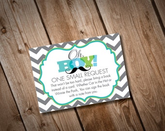 Digital Printable Little Man Baby Shower Book Insert Cards INSTANT DOWNLOAD