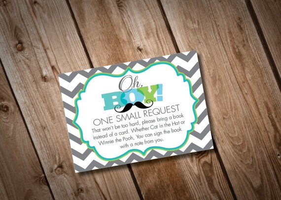 Digital Printable Little Man Baby Shower Book Insert Cards INSTANT DOWNLOAD Il_570xn
