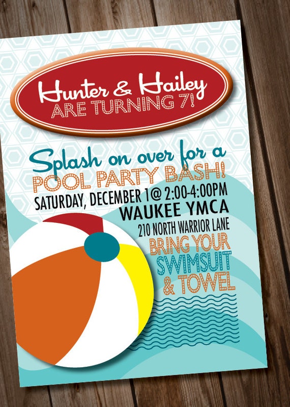 DIY Printable Pool Party Party Invitation Il_570xn