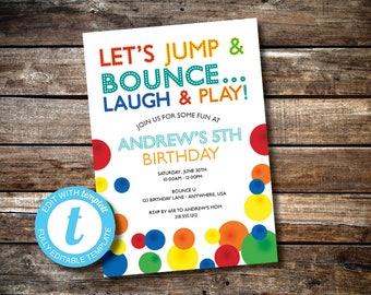 BOUNCY BALL Editable Birthday Invitation Instant Download Templett 831248