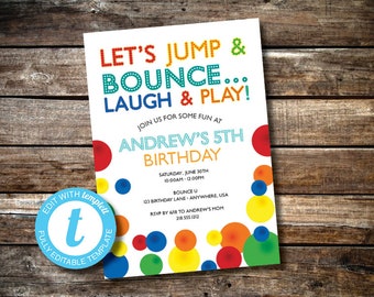 BOUNCY BALL Editable Birthday Invitation Instant Download Templett 831248