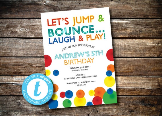 BOUNCY BALL Editable Birthday Invitation Instant Download Templett 831248 Il_570xn