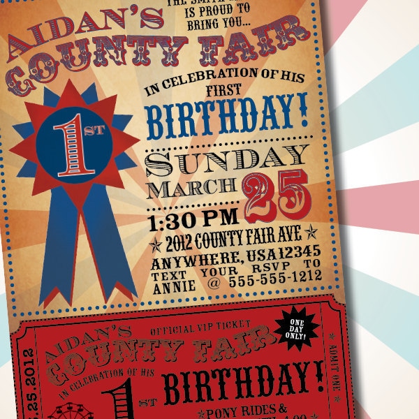 Printable Vintage County Fair Customizable Birthday Party Invitation