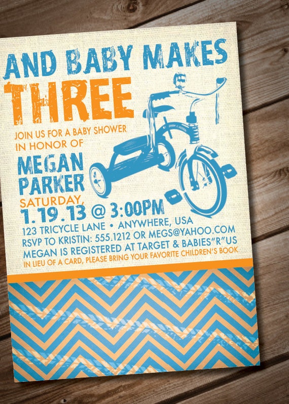DIY Printable Tricycle Baby Shower Invitation or Birthday Invitation Il_570xn