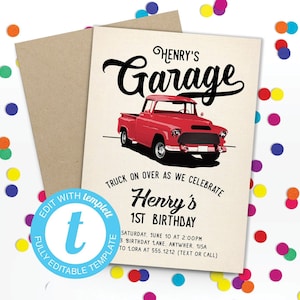Vintage Truck Editable Invitation Instant Download Templett 1094656