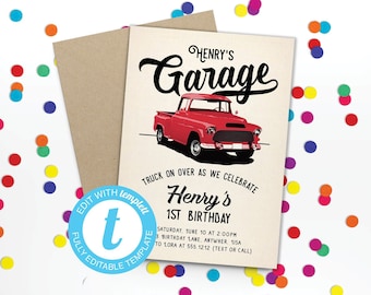 Vintage Truck Editable Invitation Instant Download Templett 1094656