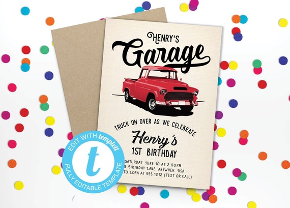 Vintage Truck Editable Invitation Instant Download Templett 1094656 Il_570xn