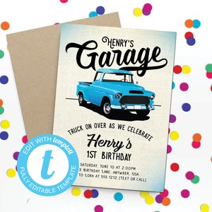 Vintage Truck Editable Invitation Instant Download Templett 1094559