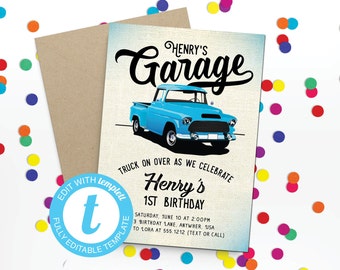 Vintage Truck Editable Invitation Instant Download Templett 1094559