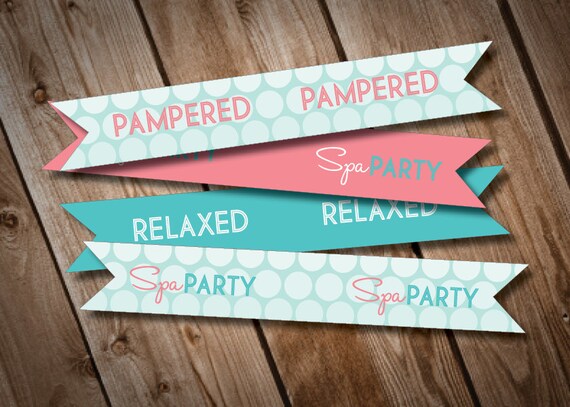 DIY Printable Spa Party Straw Flags INSTANT DOWNLOAD Il_570xn