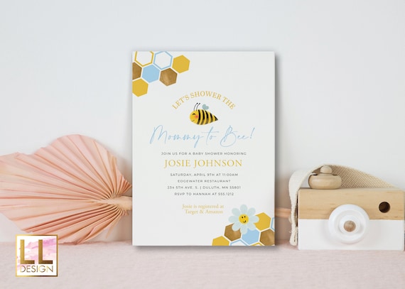Editable Mommy to Bee, Honey Bee, Little Honey, Baby Boy Shower Invitation, Mommy-to-be Baby shower invitation, Honey bee baby shower invite Il_570xn