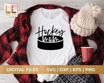 Hockey Mom SVG / Sports Mom Cut File per Cricut e Silhouette / Hockey Life Digital Design / Hockey Shirt Decal PNG EPS / Hockey Shirt Decal
