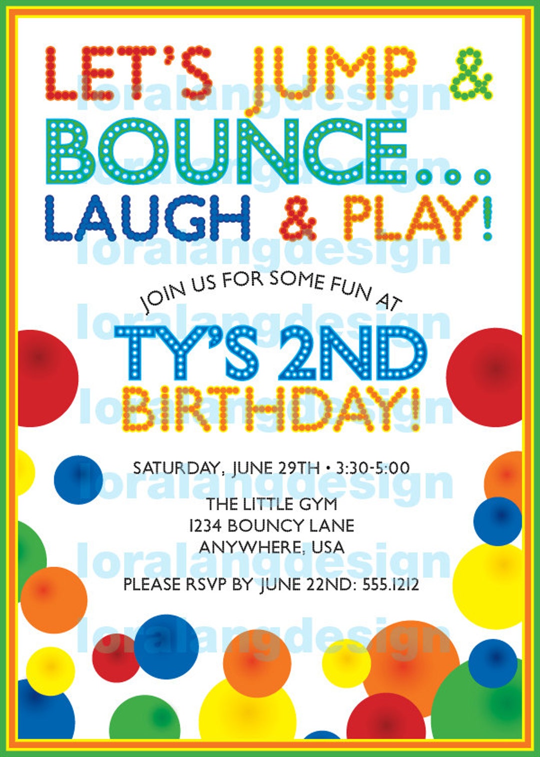 DIY Printable Bouncy Ball Birthday Party Invitation Etsy