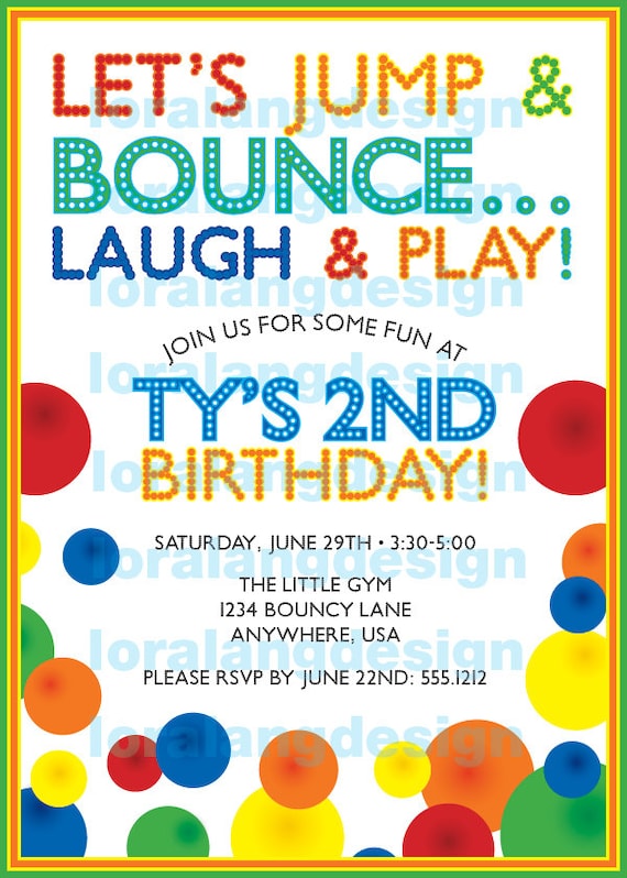 DIY Printable Bouncy Ball Birthday Party Invitation Il_570xn
