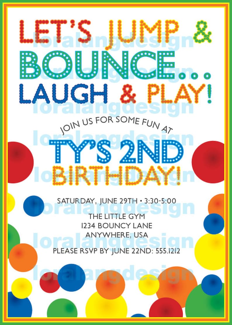 DIY Printable Bouncy Ball Birthday Party Invitation image 1