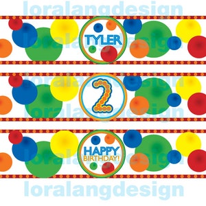 Druckbare Bouncy Ball GeburtstagSparty Wasserflasche Etiketten