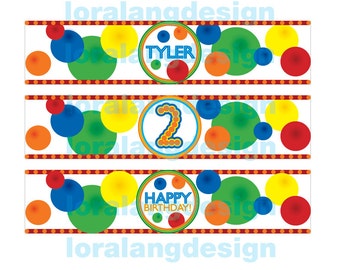 Printable Bouncy Ball Birthday Party Water Bottle Labels