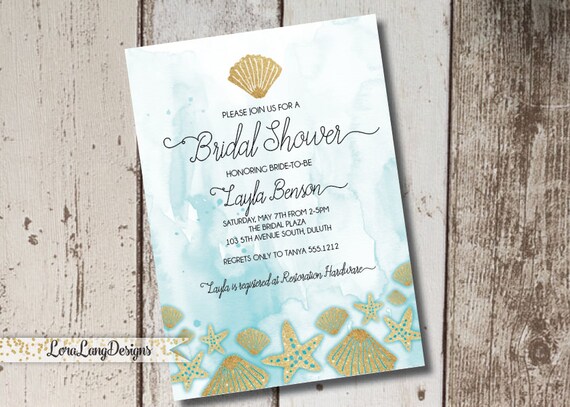 Beach Themed Bridal Shower Invitation Ocean Themed Invitation