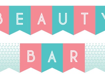 DIY Printable Spa Party Beauty Bar Banner INSTANT DOWNLOAD