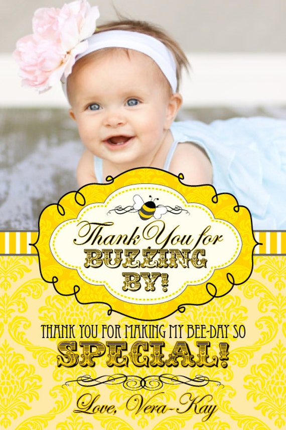 DIY Printable Little Honey Bee Photo Thank You Card Il_570xn