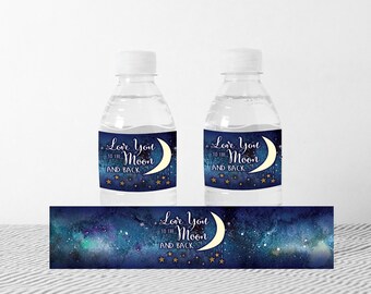 DIY Printable Love You to the Moon Water Bottle Labels