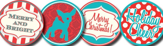 DIY Printable Vintage Rudolph the Red-Nosed Reindeer Christmas Party Circles Cupcake Toppers Il_570xn