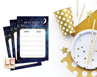 Digital Printable Love you to the Moon and Back Baby Shower Mommy/Daddy Guess The Age INSTANT DOWNLOAD