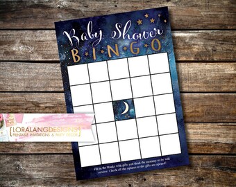 Digital Printable Love you to the Moon and Back Baby Shower Bingo Game INSTANT DOWNLOAD