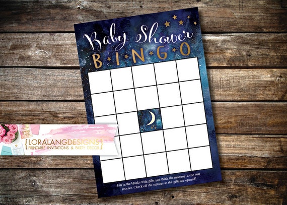 Digital Printable Love you to the Moon and Back Baby Shower Bingo Game INSTANT DOWNLOAD Il_570xn
