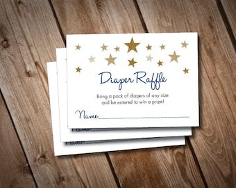 Digital Printable Twinkle Twinkle Little Star Baby Shower Diaper Raffle Cards