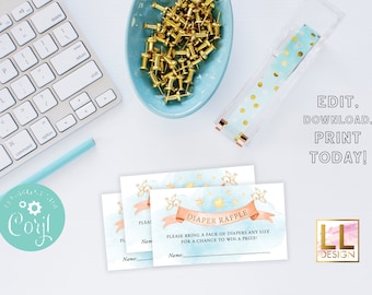 DIY Editable Books and Brunch Baby Shower Diaper Raffle Insert