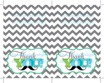 Digital Printable Oh Boy Little Man Baby Shower Thank You Cards