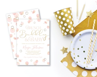 Brunch Bubbly Baby Shower Invitation, Brunch bubbly and baby, Brunch and Bubbly Baby shower invitation, Baby Girl Baby Shower Invite