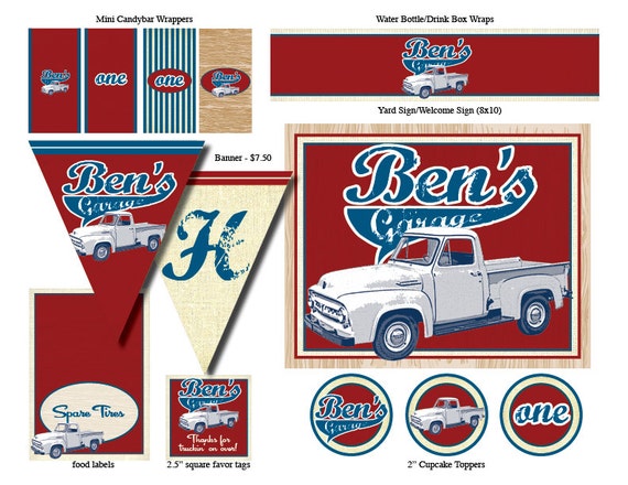 DIY Printable Vintage Truck Birthday Party Pack Il_570xn